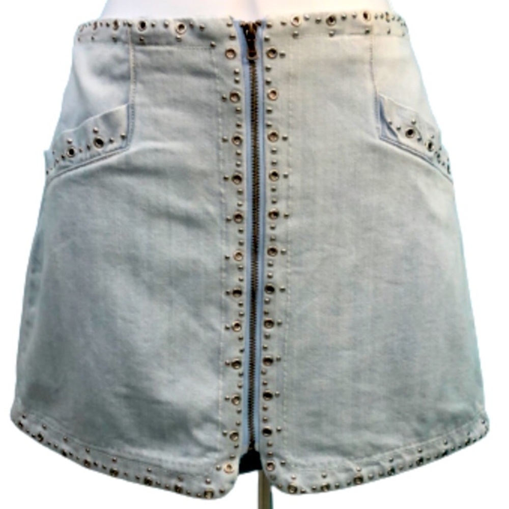 PAIGE ROSIE HW DENIM STUDDED MINISKIRT